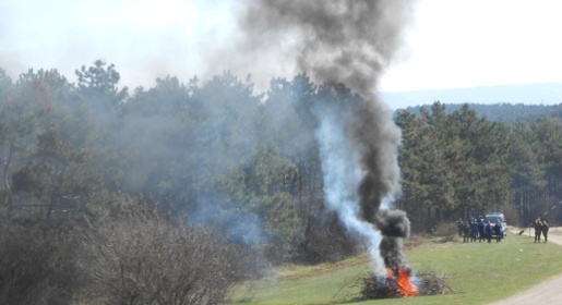 Крымские огнеборцы ликвидировали условный пожар рядом с Симферопольским водохранилищем (ФОТО, ВИДЕО)