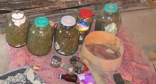Керчанин закопал в огороде несколько бутылей с марихуаной (ФОТО)