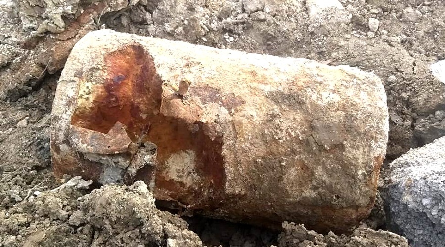 Глубинную бомбу нашли при строительстве водозабора на реке Бельбек