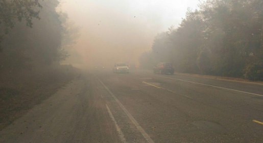 Движение по участку трассы Симферополь – Севастополь затруднено из-за пожара в лесополосе