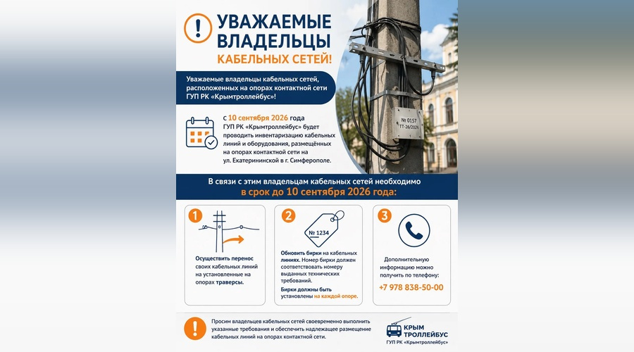 «Крымтроллейбус» проведет инвентаризацию кабелей на Екатерининской улице