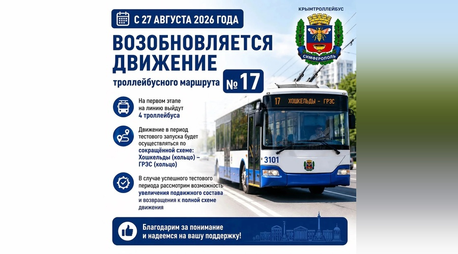 Маршрут № 17 в Симферополе вернется на линию в тестовом режиме