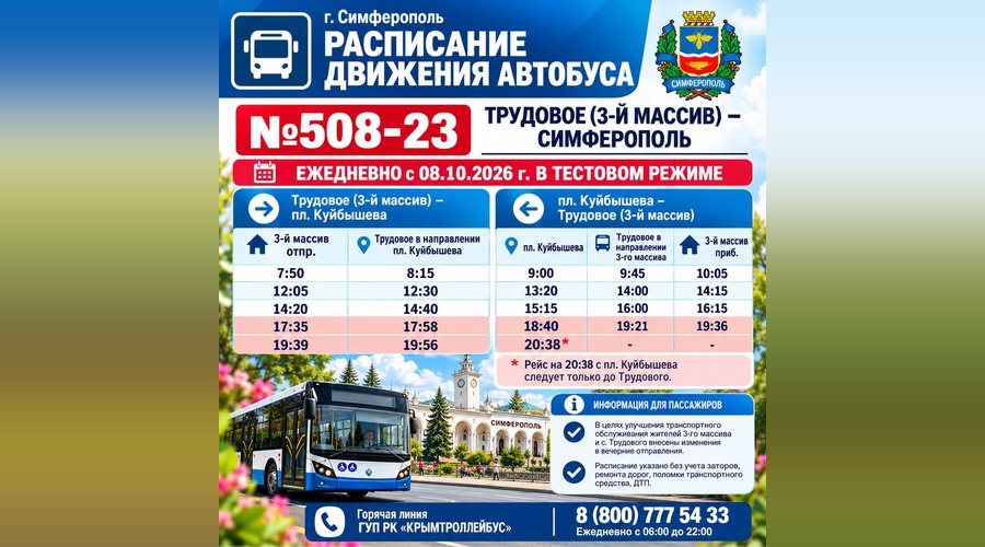 Автобусы между Трудовым и Симферополем будут ходить по новым графикам