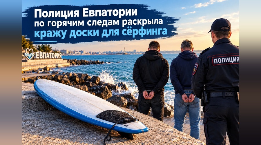 Оставленная у волнорезов доска для сёрфинга стала добычей двух жителей Евпатории