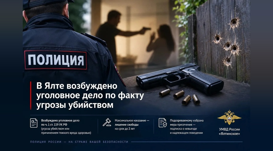 ​Семейный конфликт в Ялте закончился уголовным делом об угрозе убийством