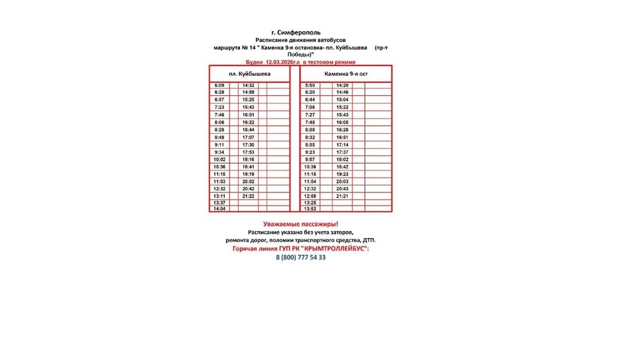«Крымтроллейбус» измененил в Симферополе расписание движения автобусов №14 и №88