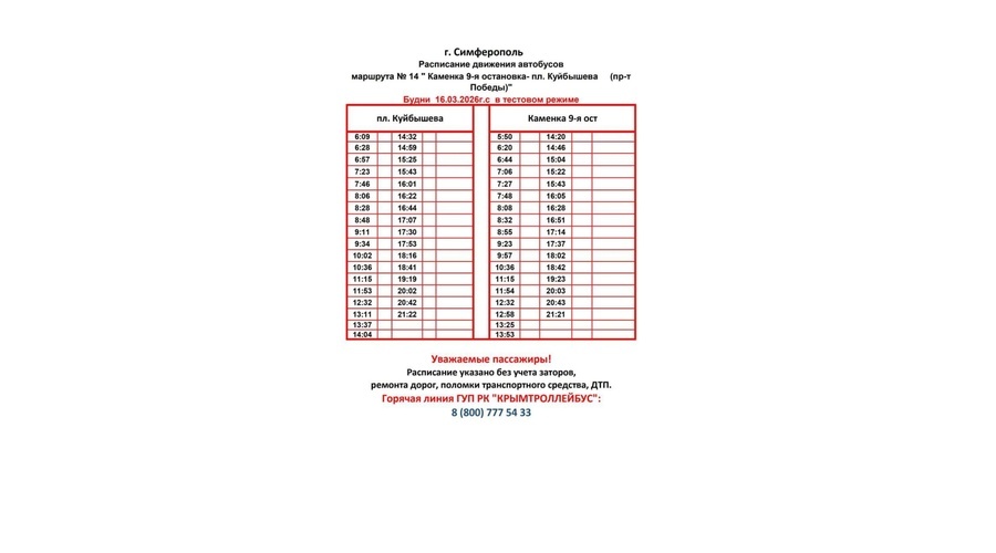«Крымтроллейбус» вводит тестовое расписание на маршрутах к Каменскому массиву